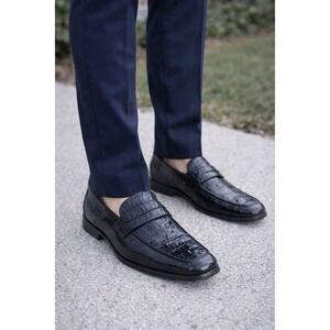 Belvedere‎ Natale Black Genuine Caiman Crocodile Shoes Men's 9